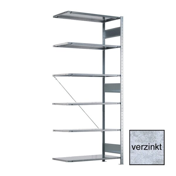 META CLIP Anbauregal 2500 x 1000 x 400 mm, 6 Böden, verzinkt