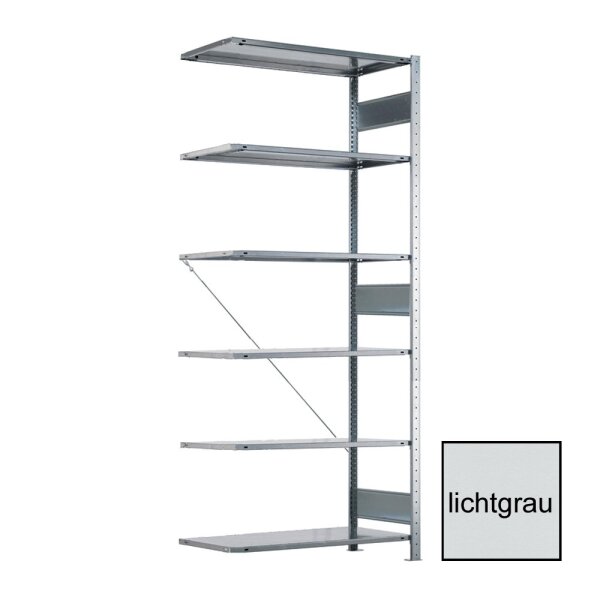 META CLIP Anbauregal 2500 x 1000 x 600 mm, 6 Böden, lichtgrau