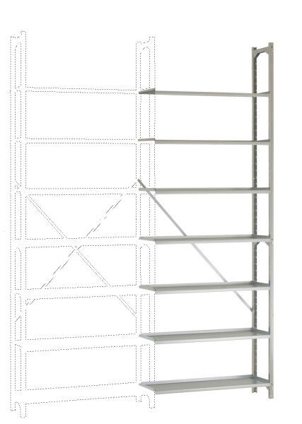 MANUFLEX Archiv-Anbauregal 2600x930x300 mm, 7 Böden